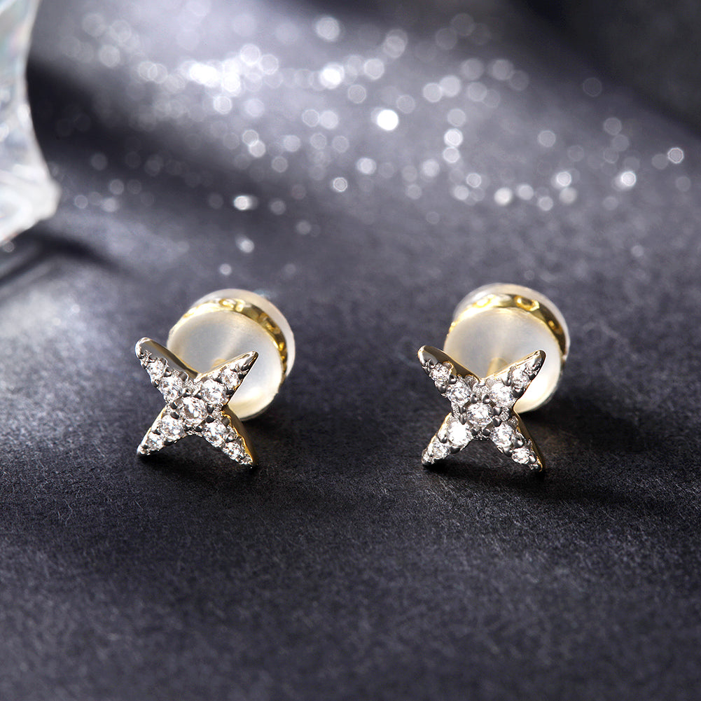 Four pointed star earrings-SSE117