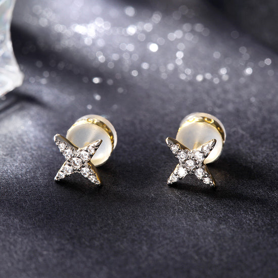 Four pointed star earrings-SSE117