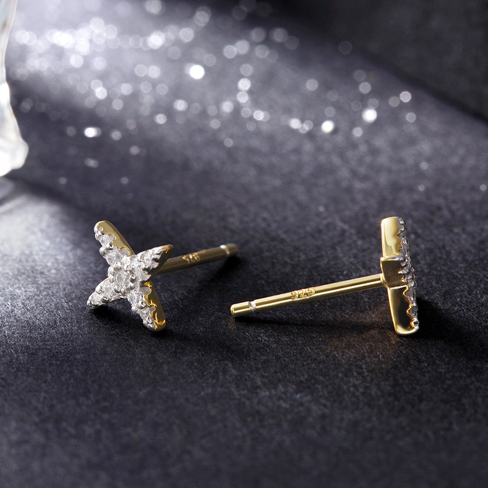 Four pointed star earrings-SSE117