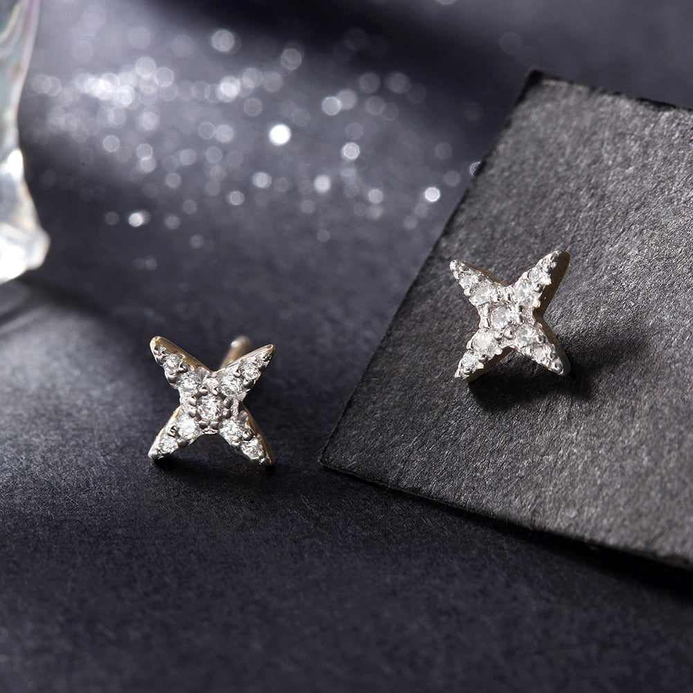 Four pointed star earrings-SSE117