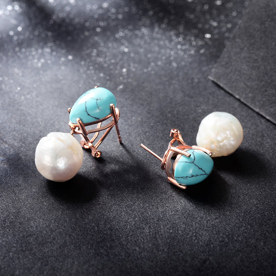 Blue stone earrings-SSE119BU