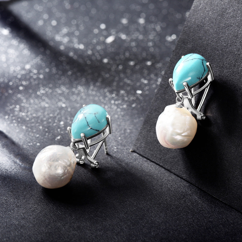 Blue stone earrings-SSE119BU