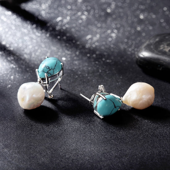 Blue stone earrings-SSE119BU