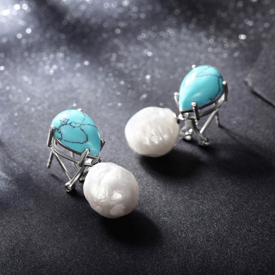 Blue stone earrings-SSE119BU