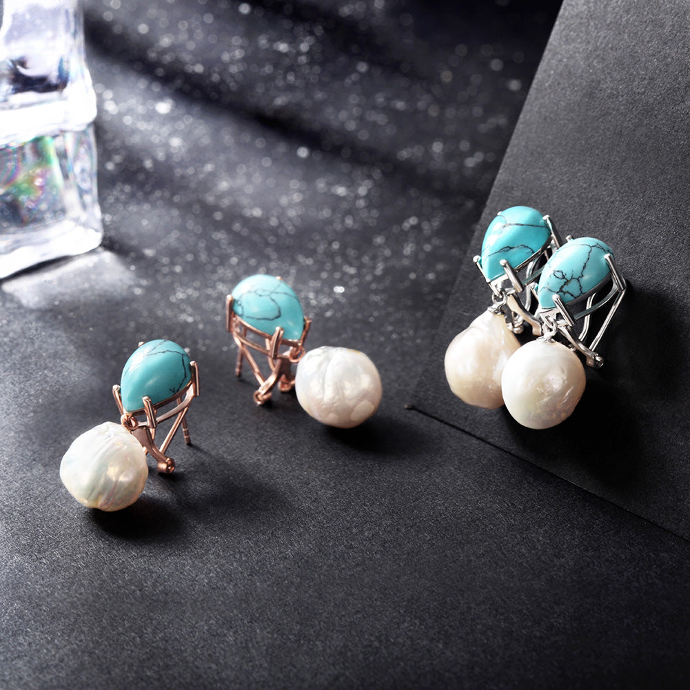 Blue stone earrings-SSE119BU