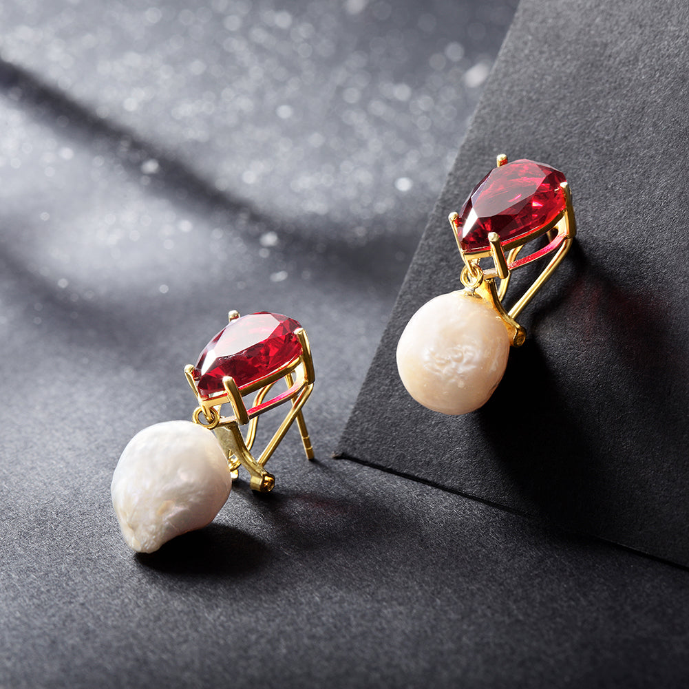 Red gemstone earrings-SSE119CR