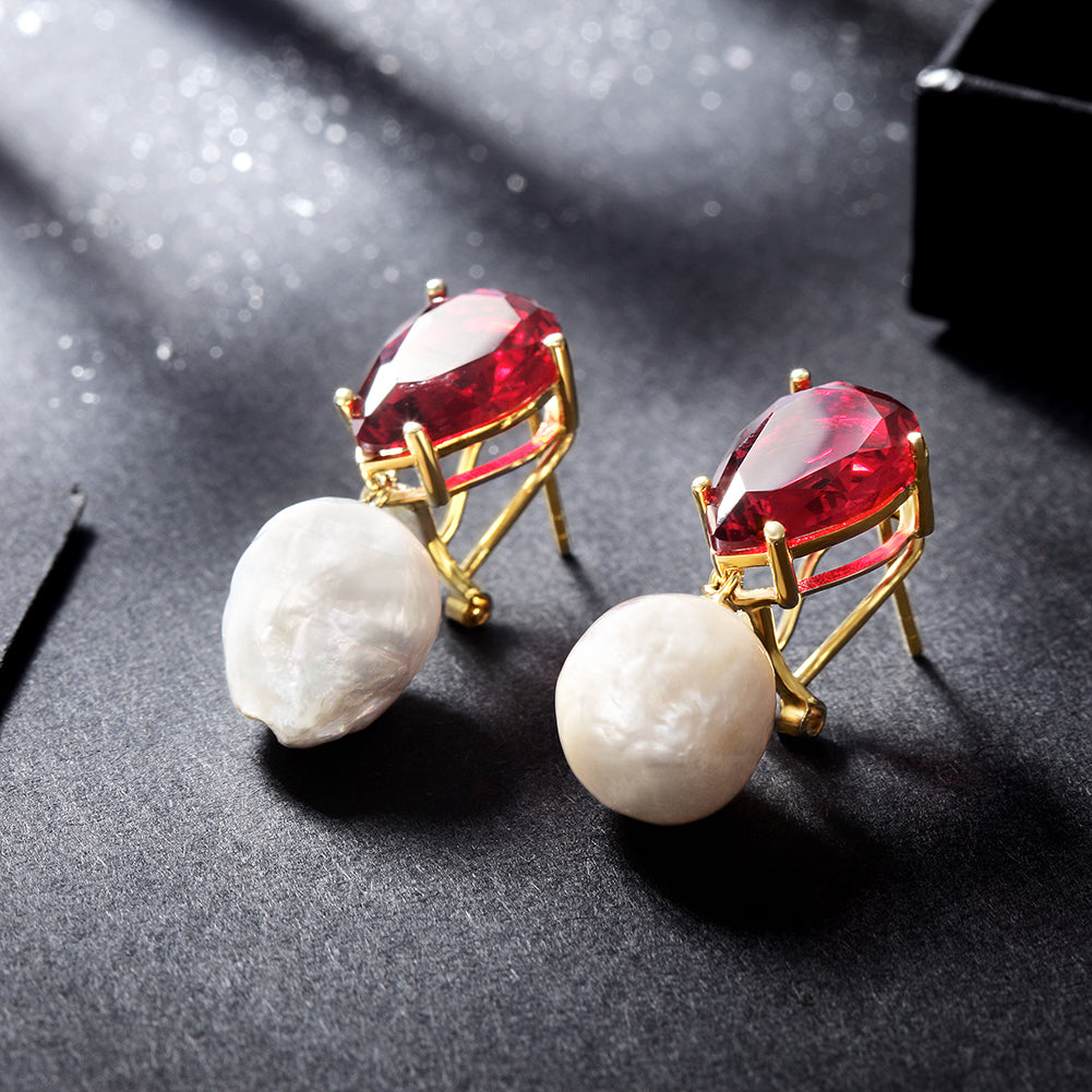 Red gemstone earrings-SSE119CR