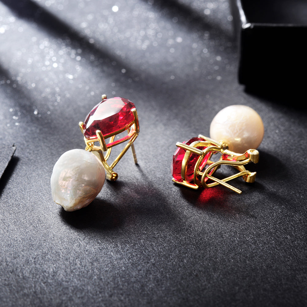 Red gemstone earrings-SSE119CR