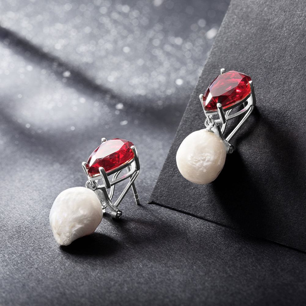 Red gemstone earrings-SSE119CR