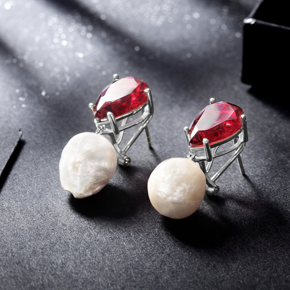 Red gemstone earrings-SSE119CR
