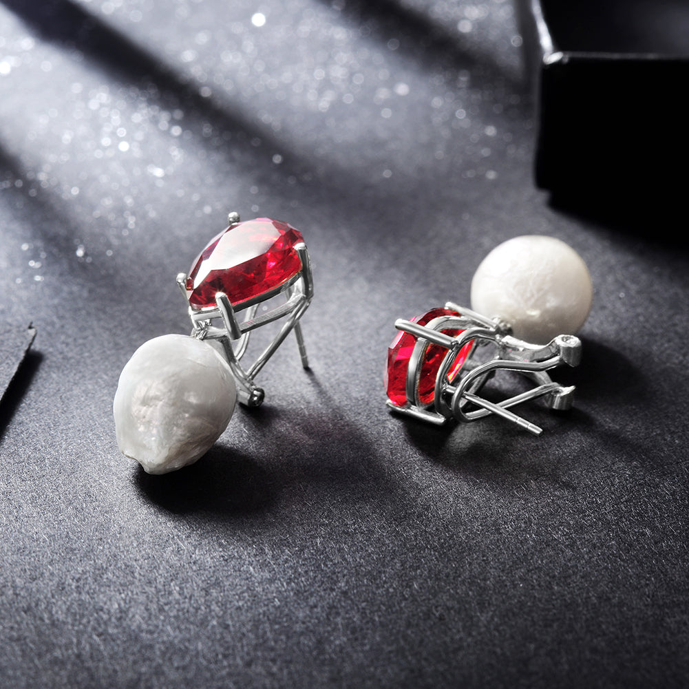 Red gemstone earrings-SSE119CR