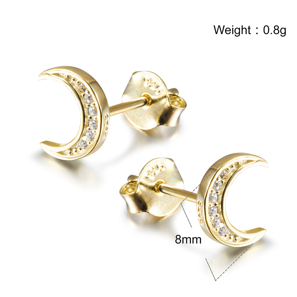 Moon studded diamond earrings-SSE125