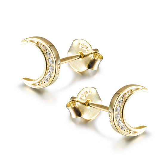 Moon studded diamond earrings-SSE125