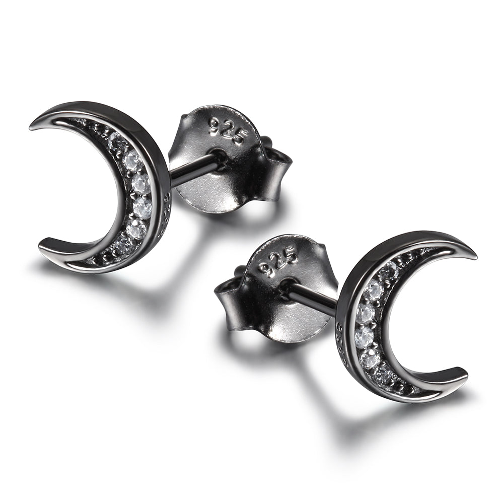 Moon studded diamond earrings-SSE125