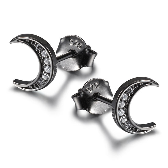 Moon studded diamond earrings-SSE125