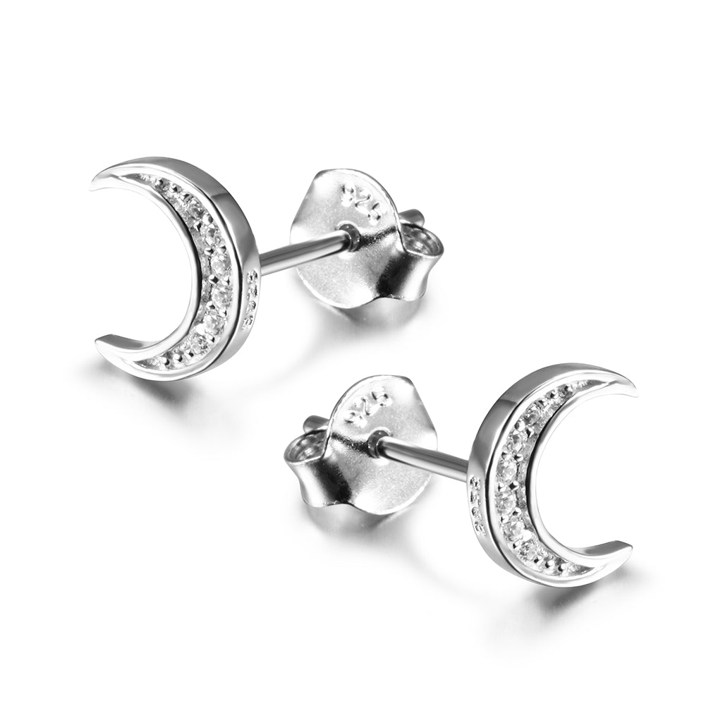 Moon studded diamond earrings-SSE125