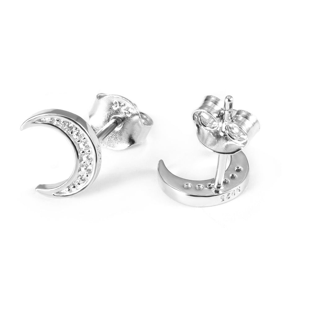 Moon studded diamond earrings-SSE125