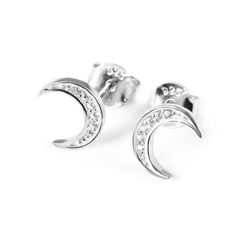 Moon studded diamond earrings-SSE125