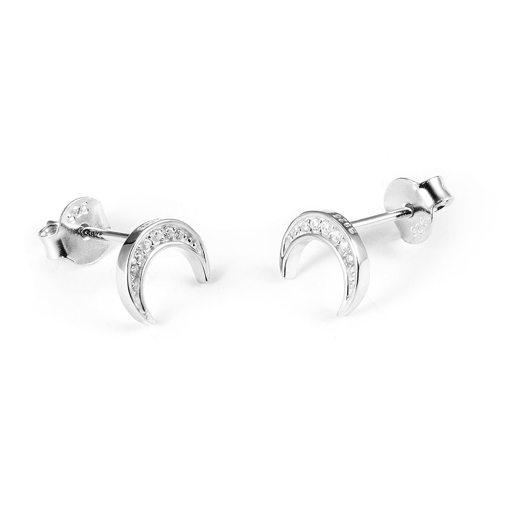 Moon studded diamond earrings-SSE125