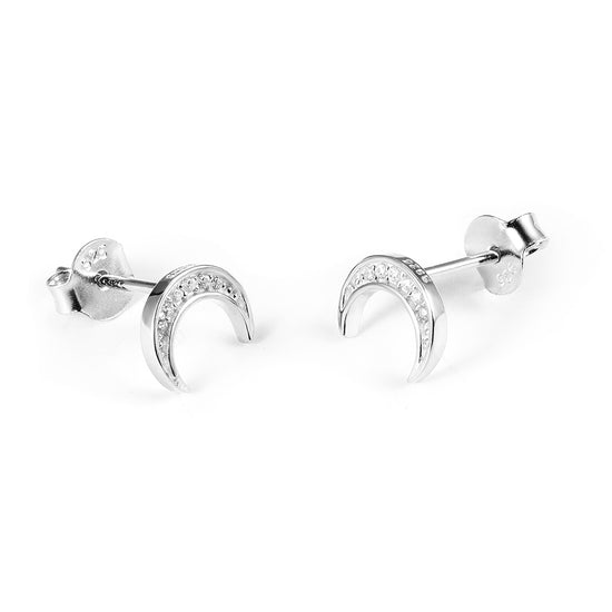 Moon studded diamond earrings-SSE125