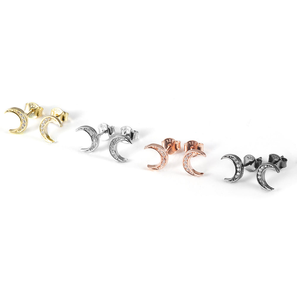Moon studded diamond earrings-SSE125