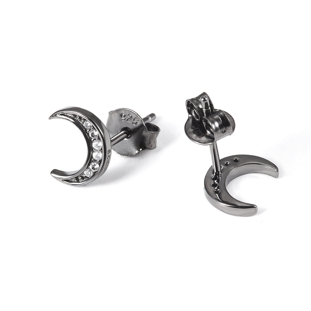 Moon studded diamond earrings-SSE125