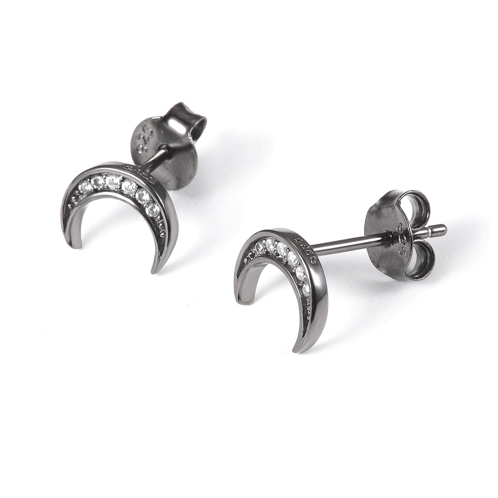 Moon studded diamond earrings-SSE125
