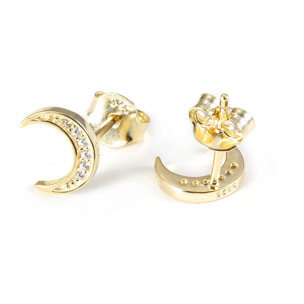 Moon studded diamond earrings-SSE125
