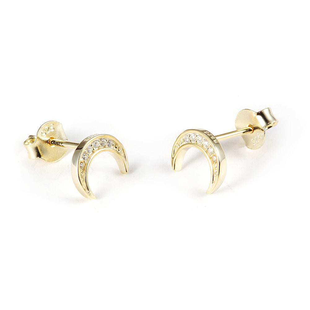 Moon studded diamond earrings-SSE125