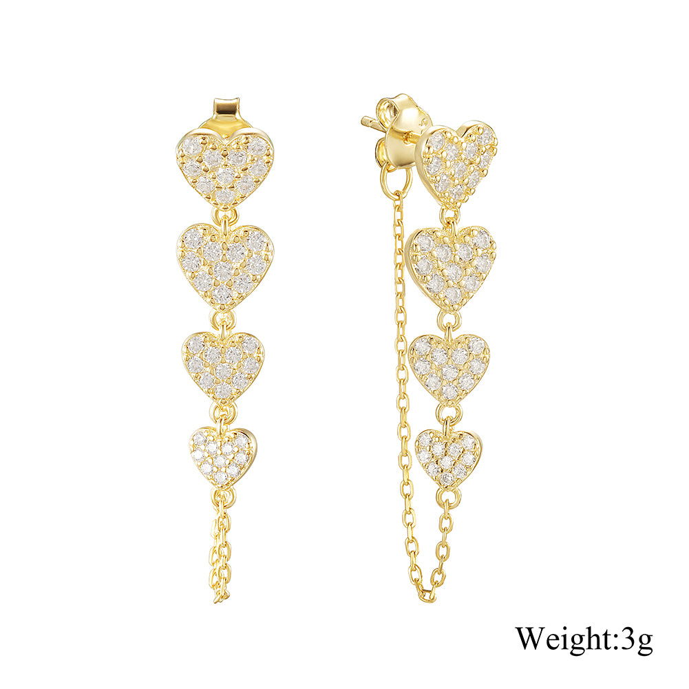Four heart-shaped earrings-SSE131STGCZD