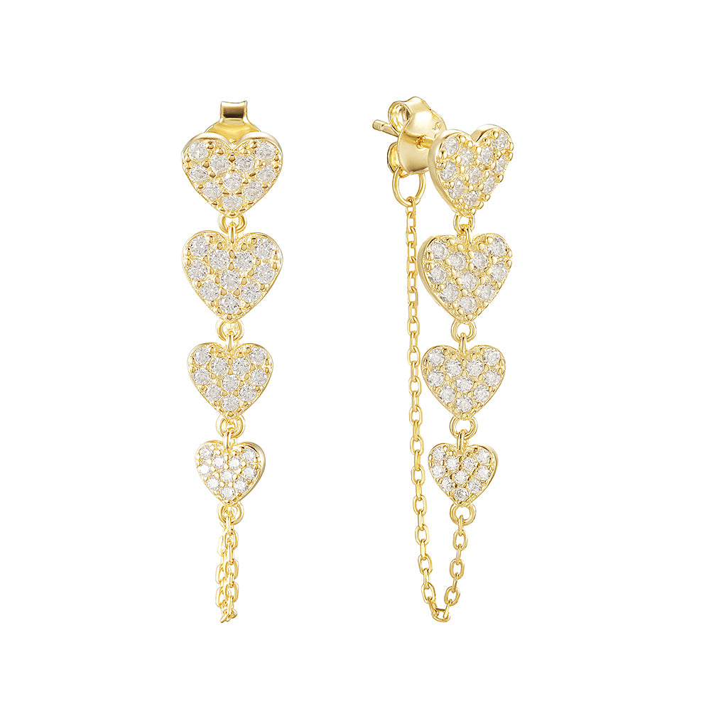 Four heart-shaped earrings-SSE131STGCZD