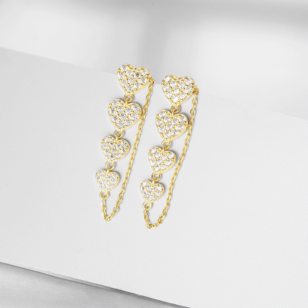 Four heart-shaped earrings-SSE131STGCZD
