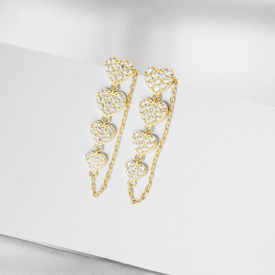 Four heart-shaped earrings-SSE131STGCZD
