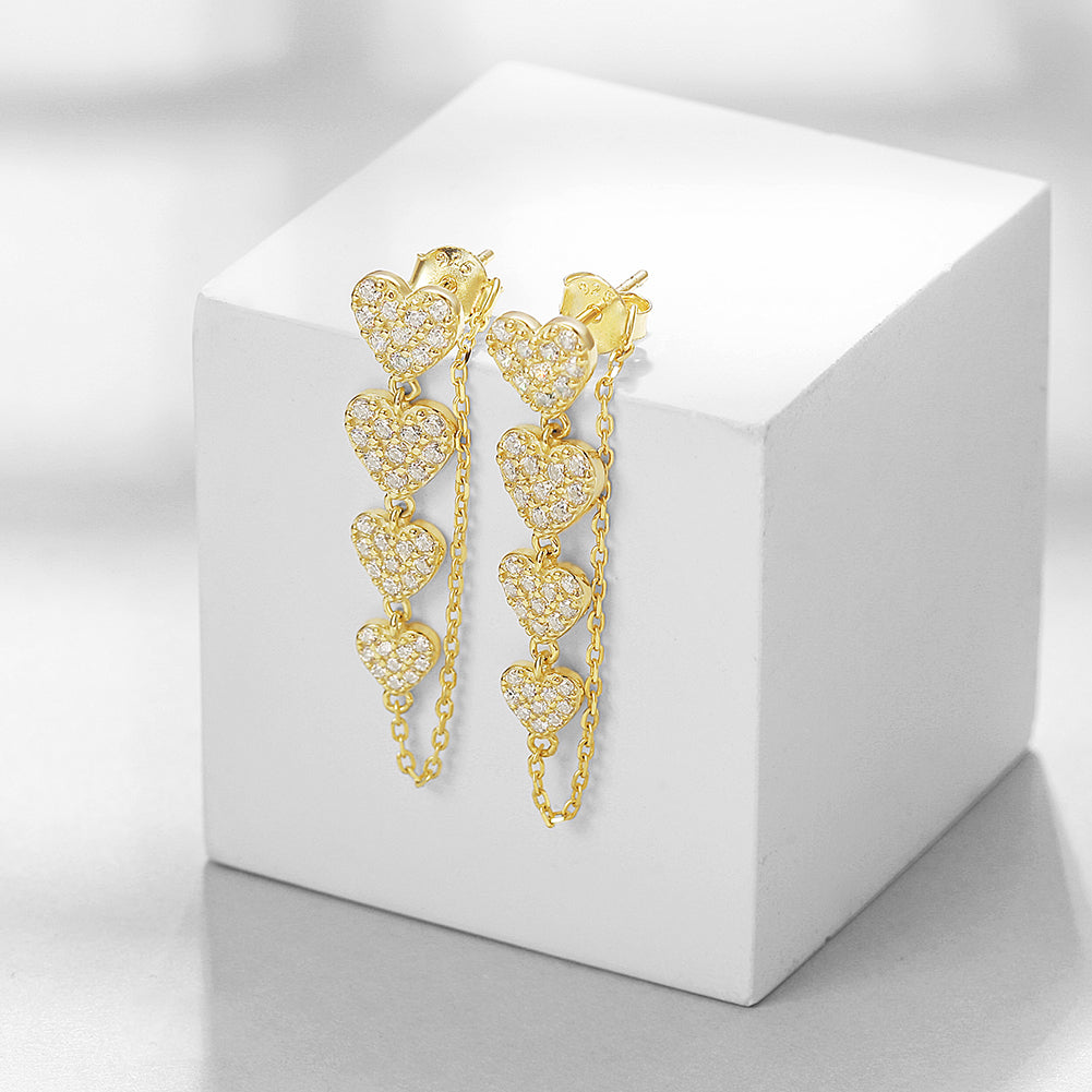 Four heart-shaped earrings-SSE131STGCZD
