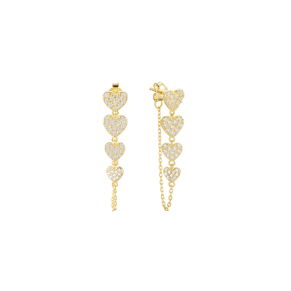 Four heart-shaped earrings-SSE131STGCZD