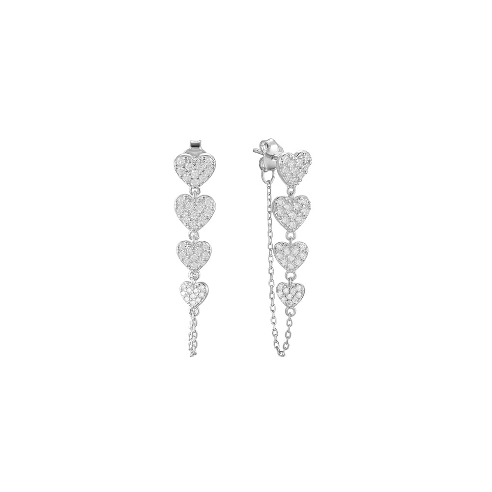 Four heart-shaped earrings-SSE131STGCZD