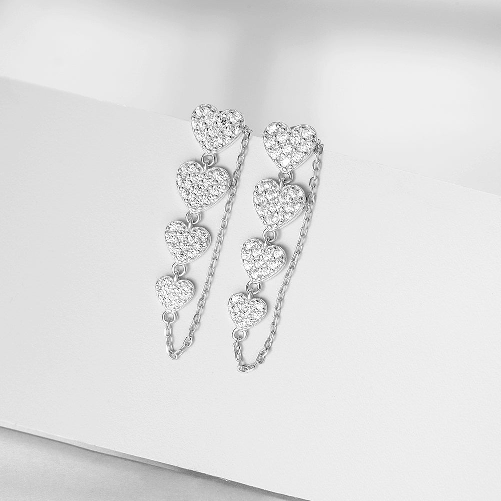 Four heart-shaped earrings-SSE131STGCZD