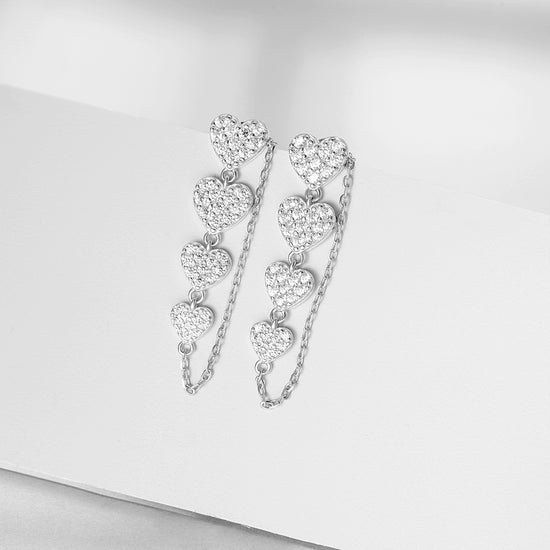 Four heart-shaped earrings-SSE131STGCZD