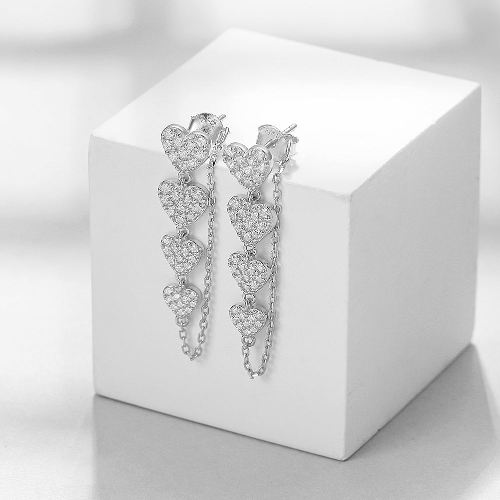 Four heart-shaped earrings-SSE131STGCZD
