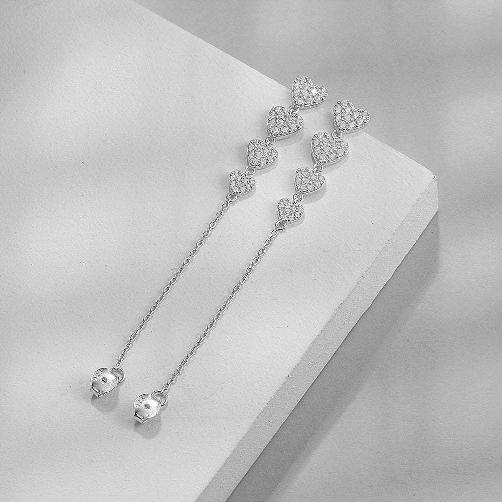 Four heart-shaped earrings-SSE131STGCZD