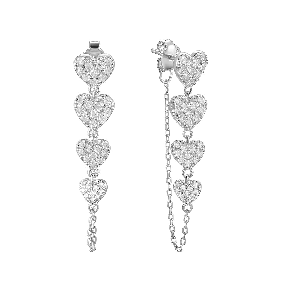 Four heart-shaped earrings-SSE131STGCZD