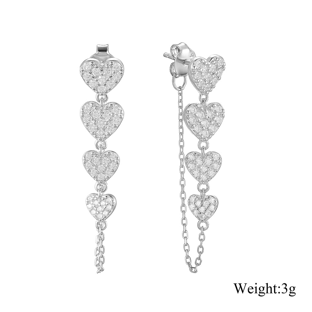Four heart-shaped earrings-SSE131STGCZD