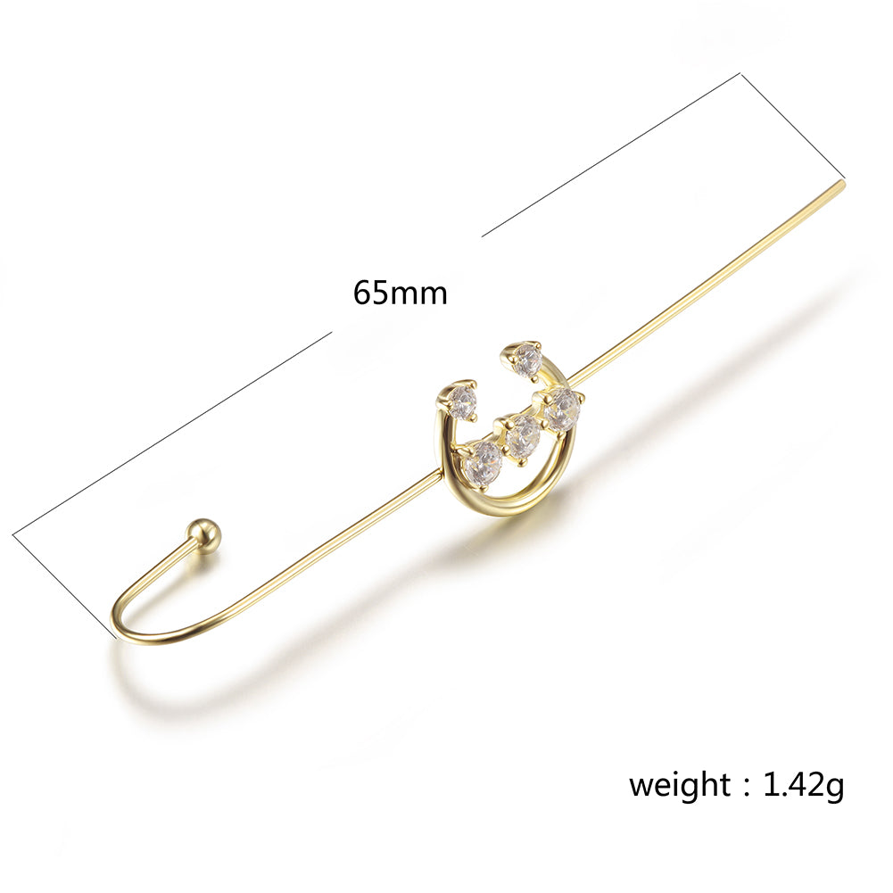 C-shaped diamond studded earrings-SSE134