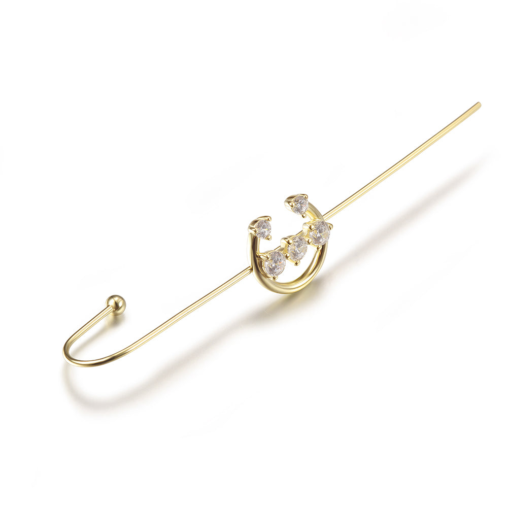 C-shaped diamond studded earrings-SSE134