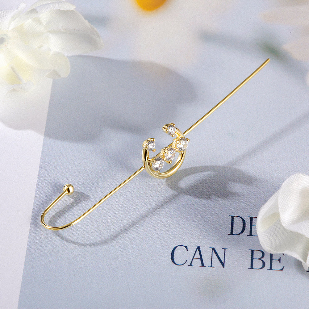 C-shaped diamond studded earrings-SSE134