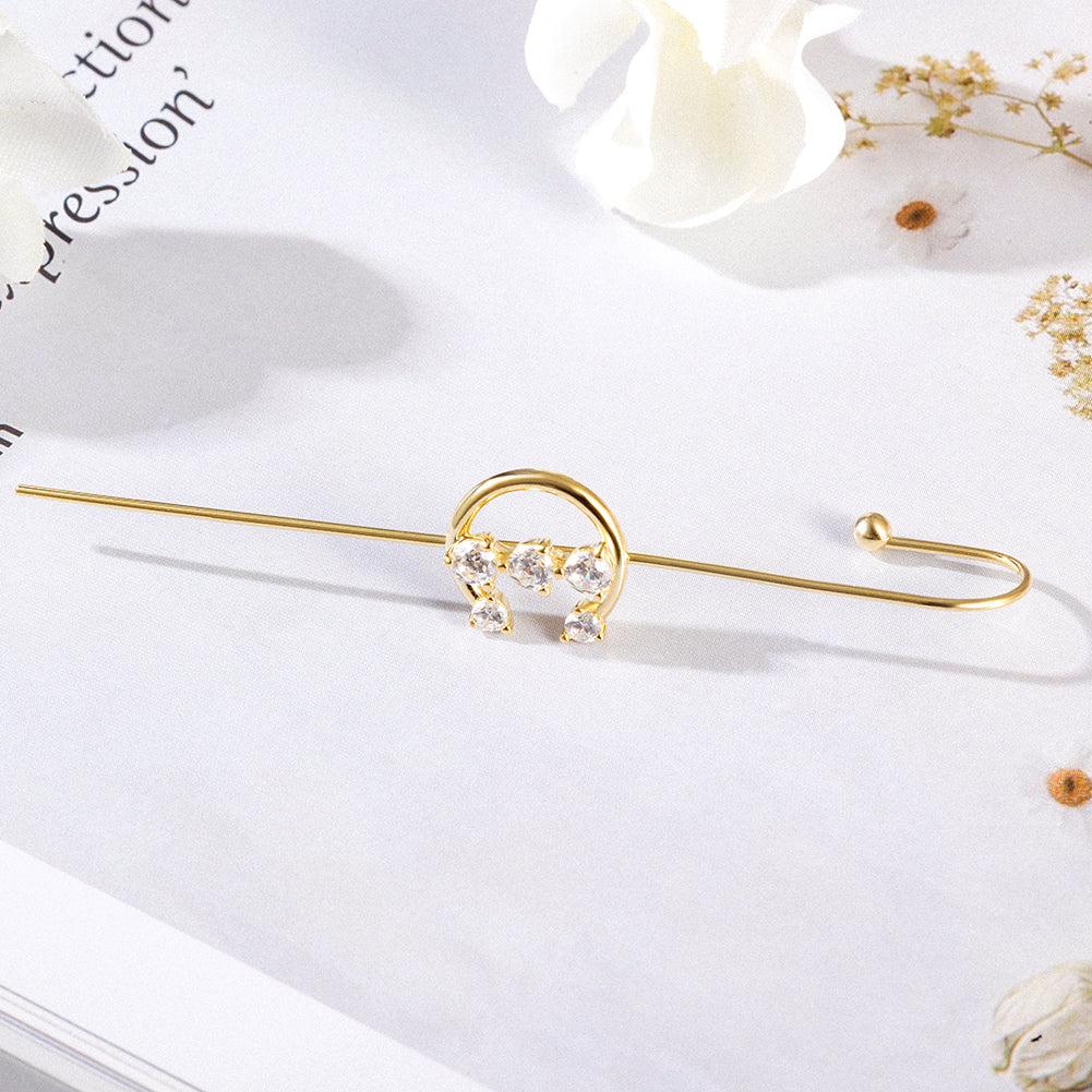 C-shaped diamond studded earrings-SSE134