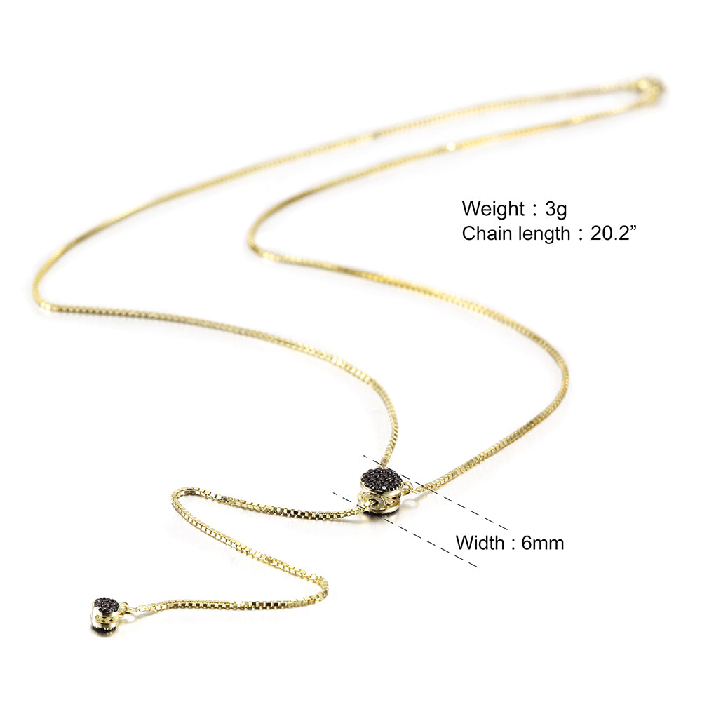Black Charm Adjustable Chain Necklace - SSN116SCBKZD