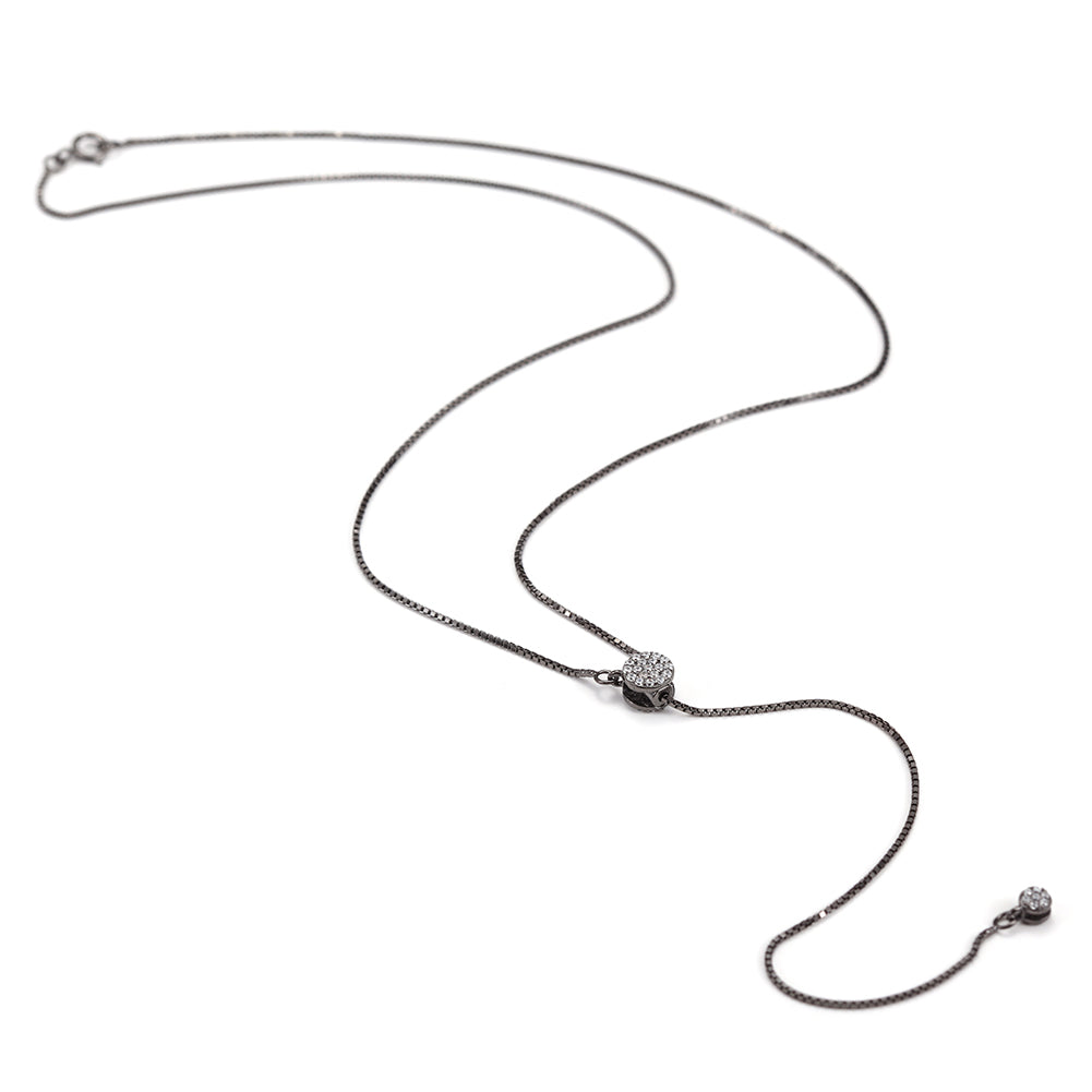 Black Charm Adjustable Chain Necklace - SSN116SCBKZD