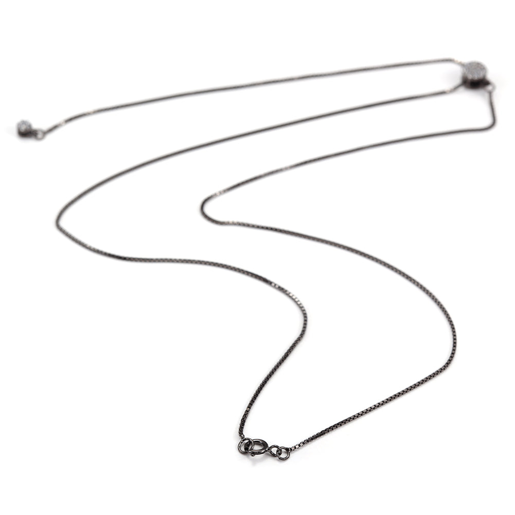 Black Charm Adjustable Chain Necklace - SSN116SCBKZD
