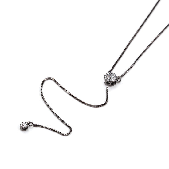 Black Charm Adjustable Chain Necklace - SSN116SCBKZD
